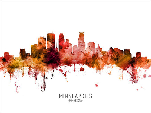 Minneapolis Minnesota Skyline Cityscape Poster Art Print