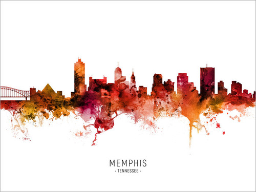 Memphis Tennessee Skyline Cityscape Poster Art Print