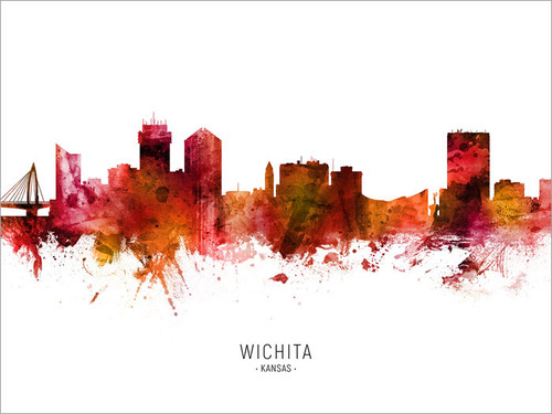 Wichita Kansas Skyline Cityscape Poster Art Print