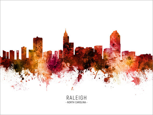 Raleigh North Carolina Skyline Cityscape Poster Art Print