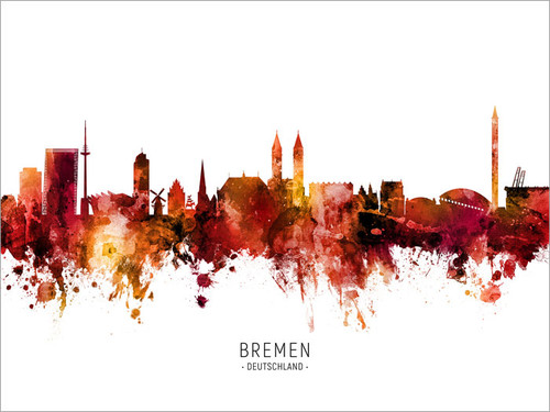 Bremen Deutschland Skyline Cityscape Poster Art Print