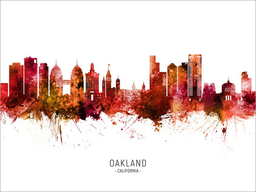 Oakland California Skyline Cityscape Poster Art Print