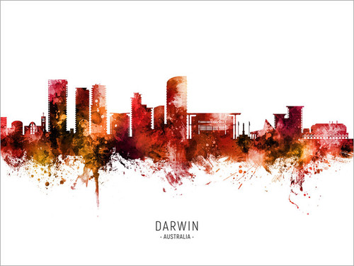 Darwin Australia Skyline Cityscape Poster Art Print