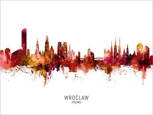 Wroclaw Poland Skyline Cityscape Poster Art Print