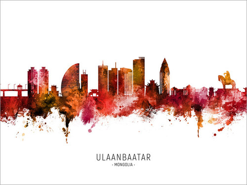 Ulaanbaatar Mongolia Skyline Cityscape Poster Art Print
