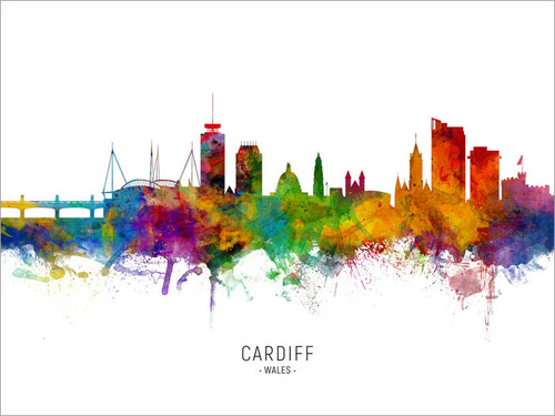 Cardiff Wales Skyline Cityscape Poster Art Print