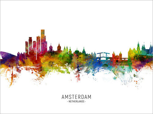 Amsterdam Netherlands Skyline Cityscape Poster Art Print