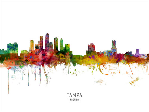 Tampa Florida Skyline Cityscape Poster Art Print