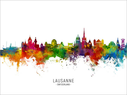 Lausanne Switzerland Skyline Cityscape Poster Art Print