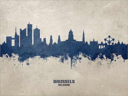Brussels Belgium Skyline Cityscape Poster Art Print