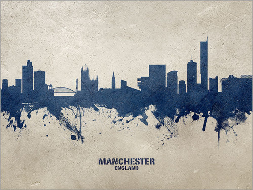 Manchester England Skyline Cityscape Poster Art Print