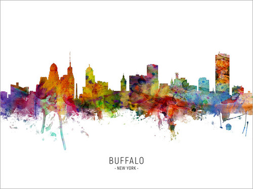 Buffalo New York Skyline Cityscape Poster Art Print