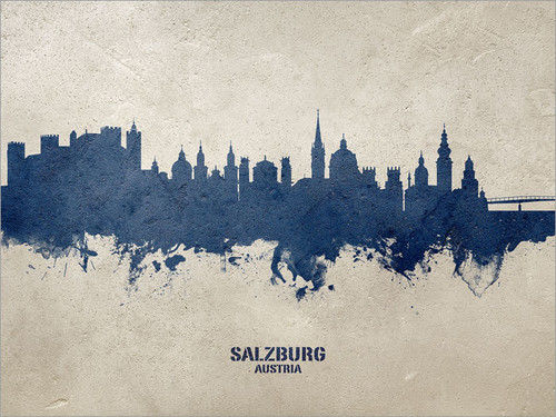 Salzburg Austria Skyline Cityscape Poster Art Print