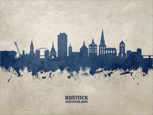 Rostock Deutschland Skyline Cityscape Poster Art Print