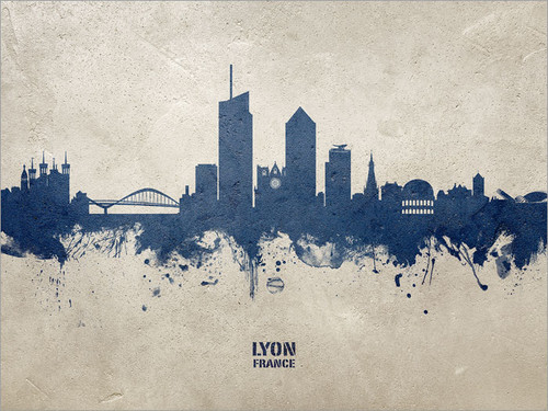 Lyon France Skyline Cityscape Poster Art Print