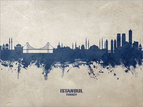 Istanbul Turkey Skyline Cityscape Poster Art Print