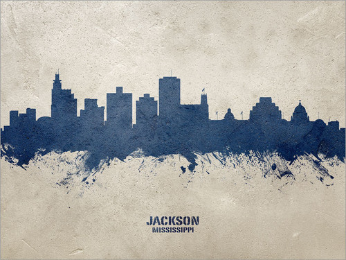 Jackson Mississippi Skyline Cityscape Poster Art Print