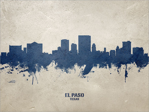 El Paso Texas Skyline Cityscape Poster Art Print