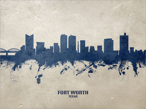 Fort Worth Texas Skyline Cityscape Poster Art Print