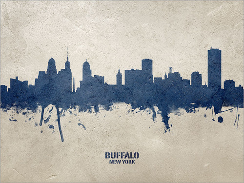 Buffalo New York Skyline Cityscape Poster Art Print