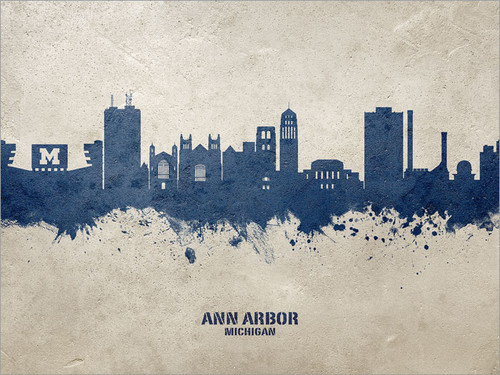 Ann Arbor Michigan Skyline Cityscape Poster Art Print