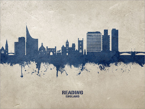 Reading England Skyline Cityscape Poster Art Print