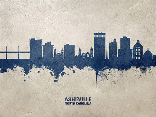 Asheville North Carolina Skyline Cityscape Poster Art Print