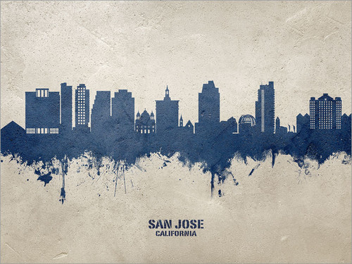 San Jose California Skyline Cityscape Poster Art Print