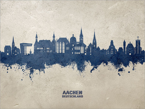 Aachen Deutschland Skyline Cityscape Poster Art Print