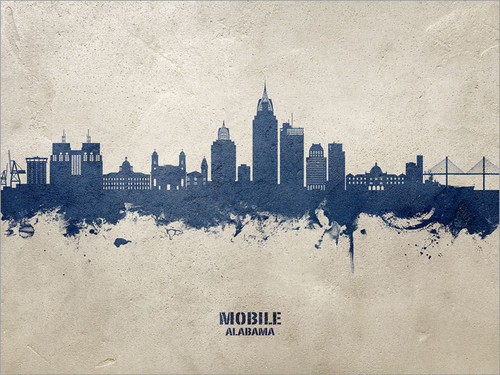 Mobile Alabama Skyline Cityscape Poster Art Print