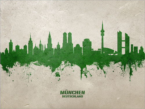 Munich Deutschland Skyline Cityscape Poster Art Print