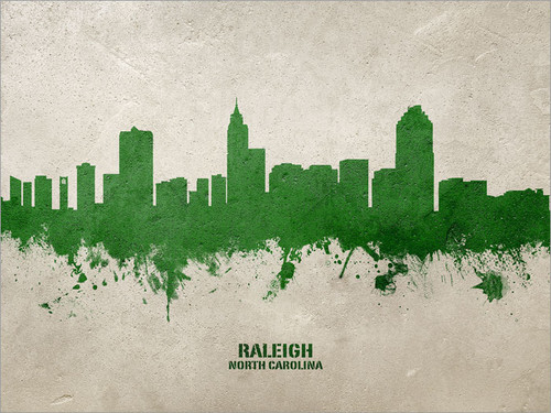 Raleigh North Carolina Skyline Cityscape Poster Art Print