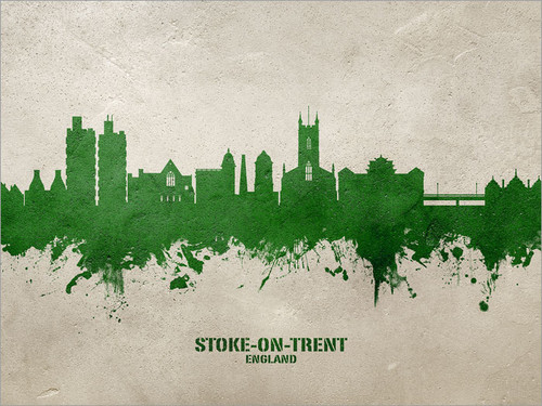 Stoke-on-Trent England Skyline Cityscape Poster Art Print