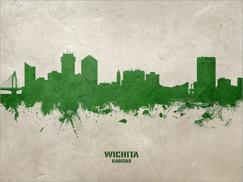 Wichita Kansas Skyline Cityscape Poster Art Print