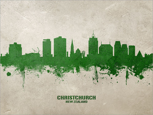 Christchurch New Zealand Skyline Cityscape Poster Art Print