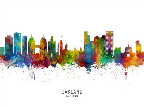 Oakland California Skyline Cityscape Poster Art Print