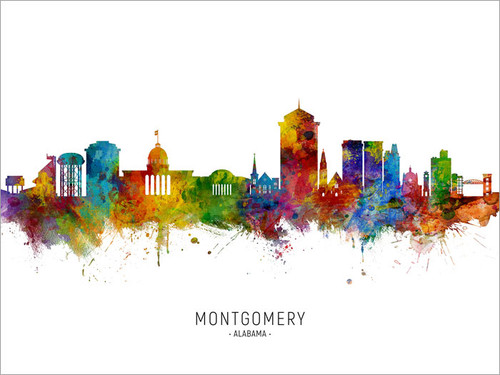 Montgomery Alabama Skyline Cityscape Poster Art Print