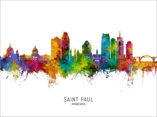 Saint Paul Minnesota Skyline Cityscape Poster Art Print