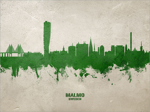 Malmo Sweden Skyline Cityscape Poster Art Print