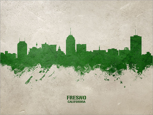 Fresno California Skyline Cityscape Poster Art Print