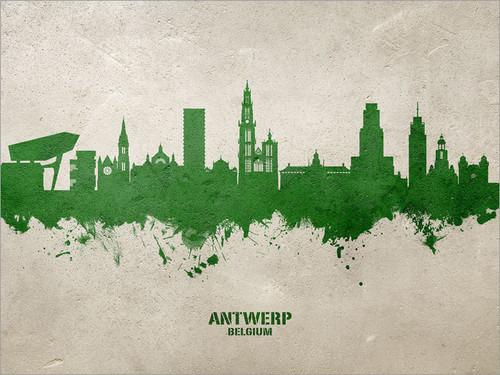 Antwerp Belgium Skyline Cityscape Poster Art Print