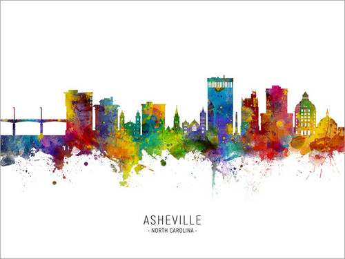 Asheville North Carolina Skyline Cityscape Poster Art Print