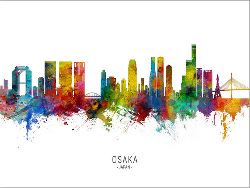 Osaka Japan Skyline Cityscape Poster Art Print