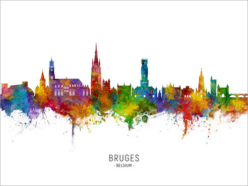 Bruges Belgium Skyline Cityscape Poster Art Print