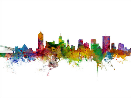 Memphis Tennessee Skyline Cityscape Poster Art Print