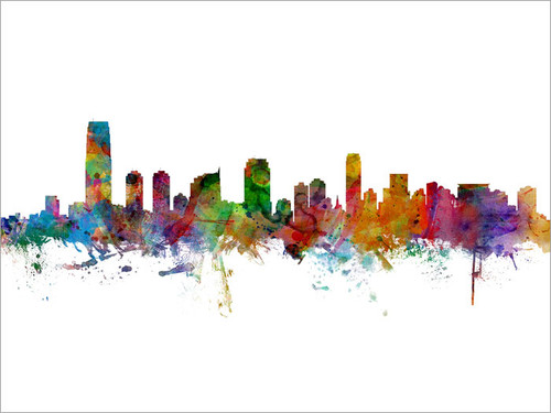 Jersey City New Jersey Skyline Cityscape Poster Art Print