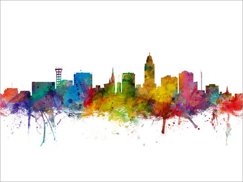 Lincoln Nebraska Skyline Cityscape Poster Art Print