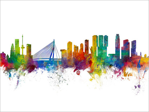 Rotterdam Netherlands Skyline Cityscape Poster Art Print