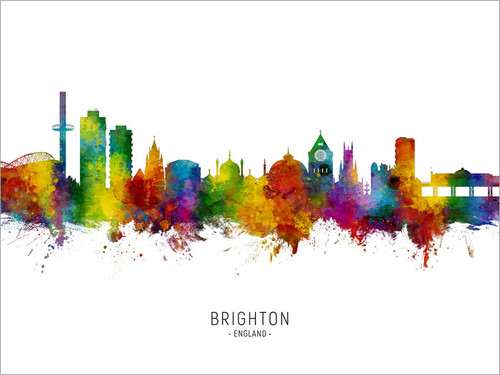 Brighton England Skyline Cityscape Poster Art Print