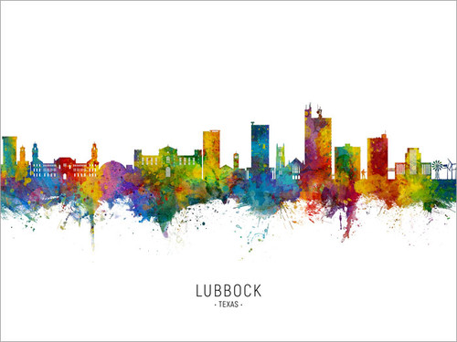 Lubbock Texas Skyline Cityscape Poster Art Print